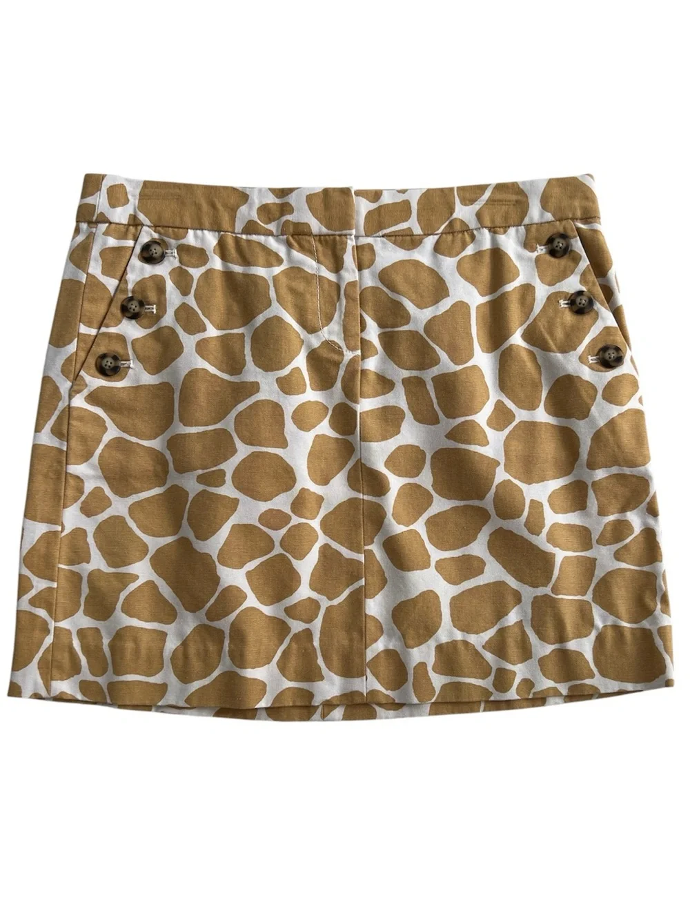 J. Crew Cotton Off White with Allover Print Mini Skirt with Pockets Size 4